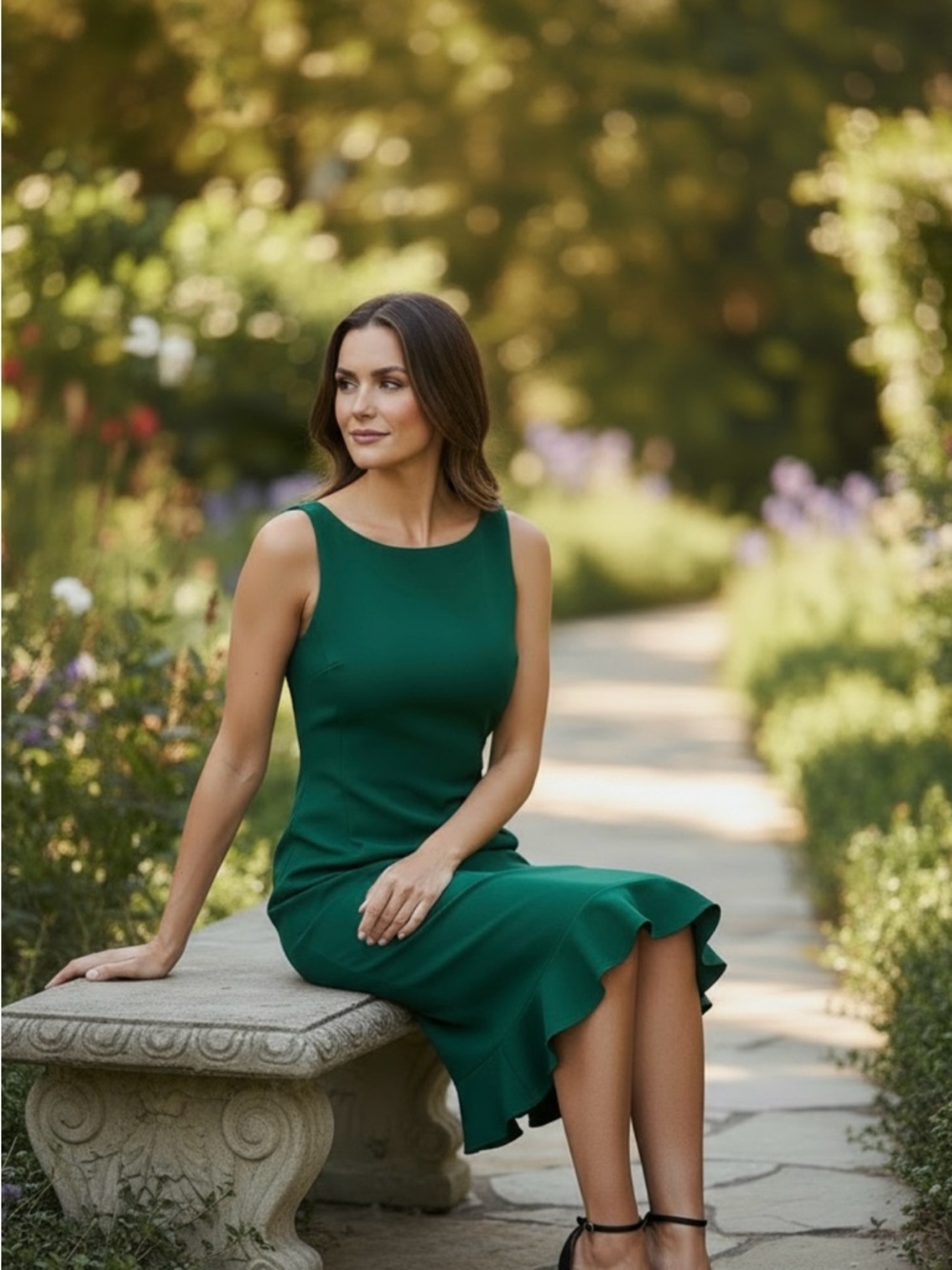 Tahari Green Tank Midi Dress
